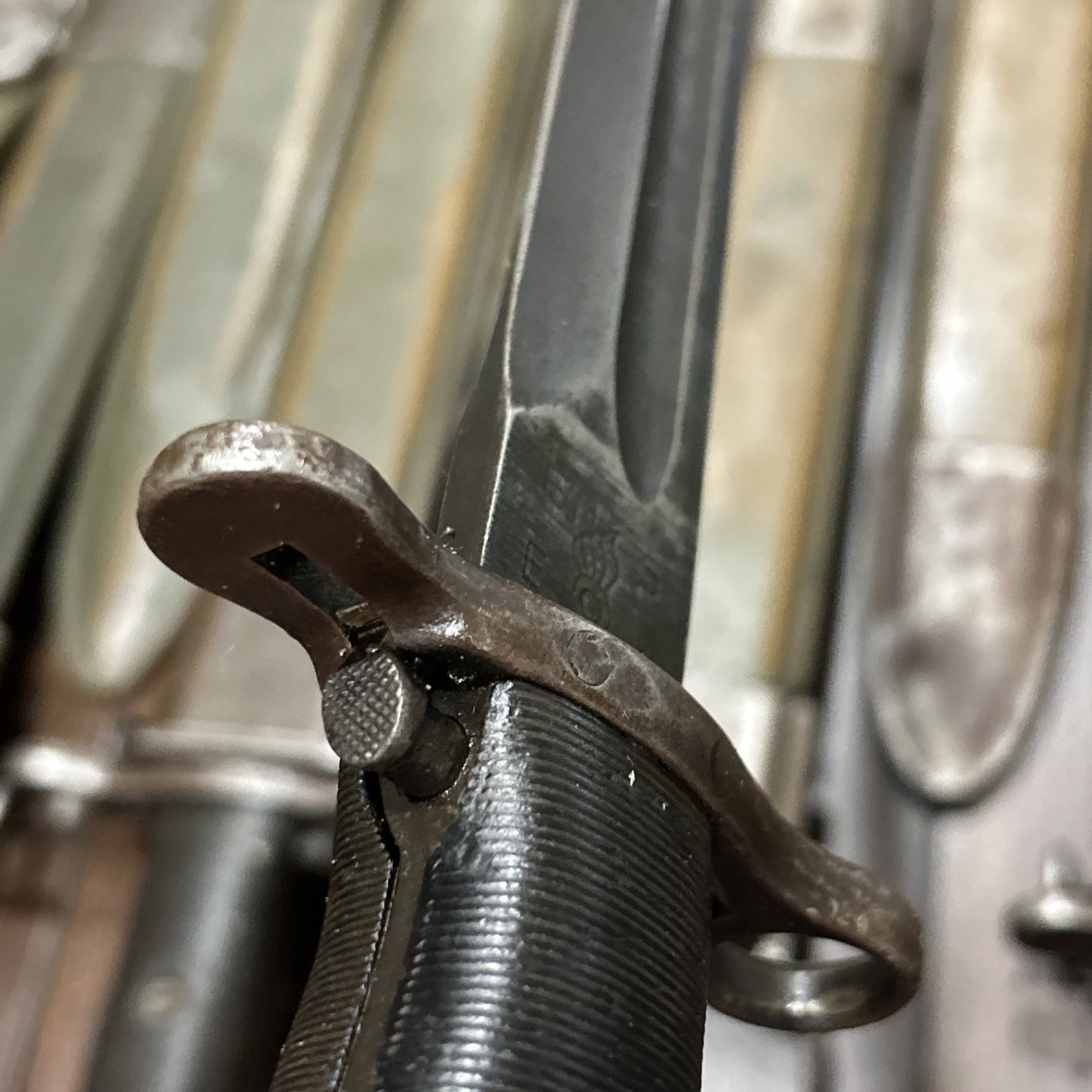 Original M1 Garand bayonet US marked w/ E-US scabbard also fits 1903 1903A3 NICE