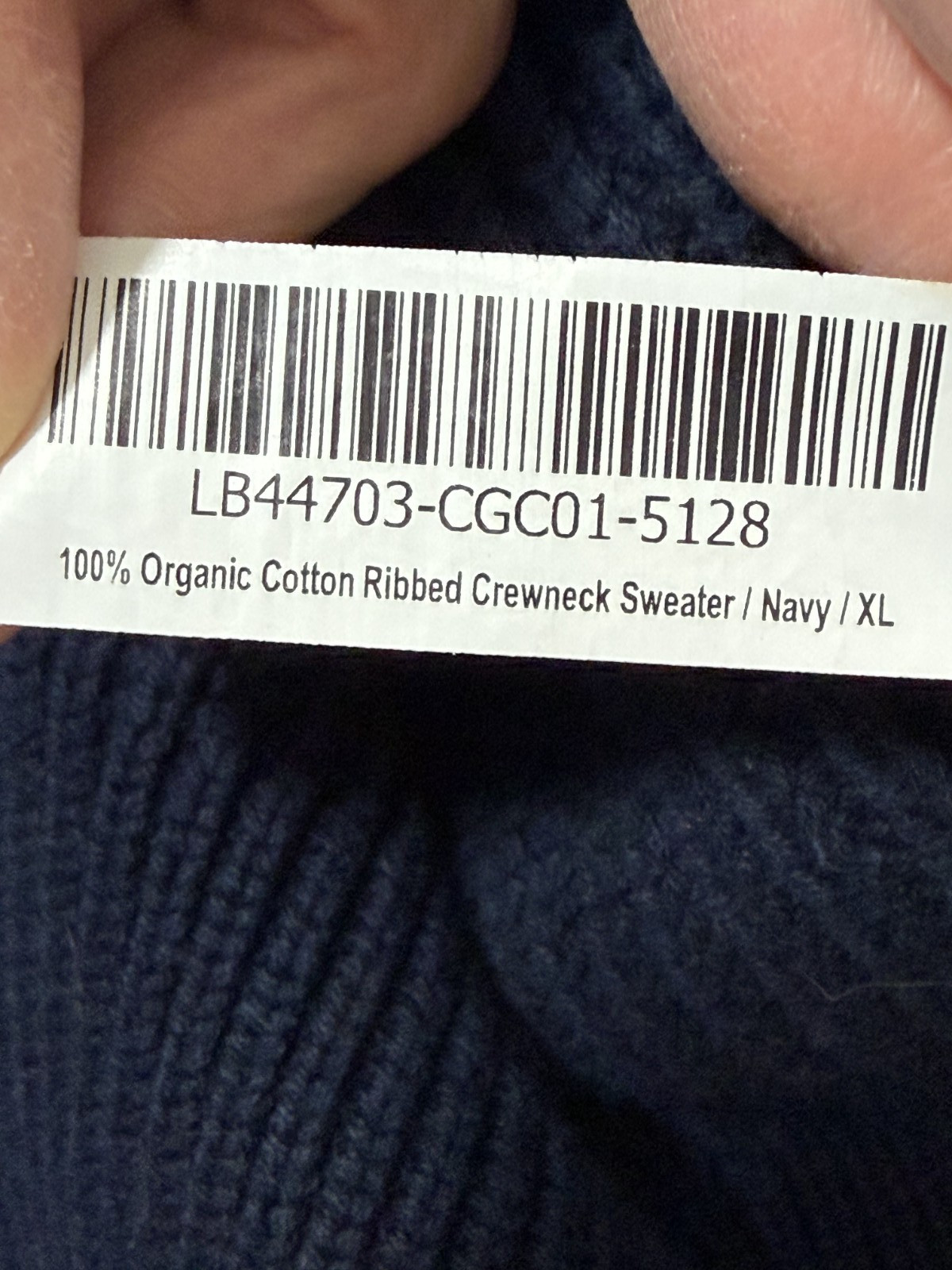 Quince Organic Cotton Ribbed Crewneck Sweater Mens Navy XL