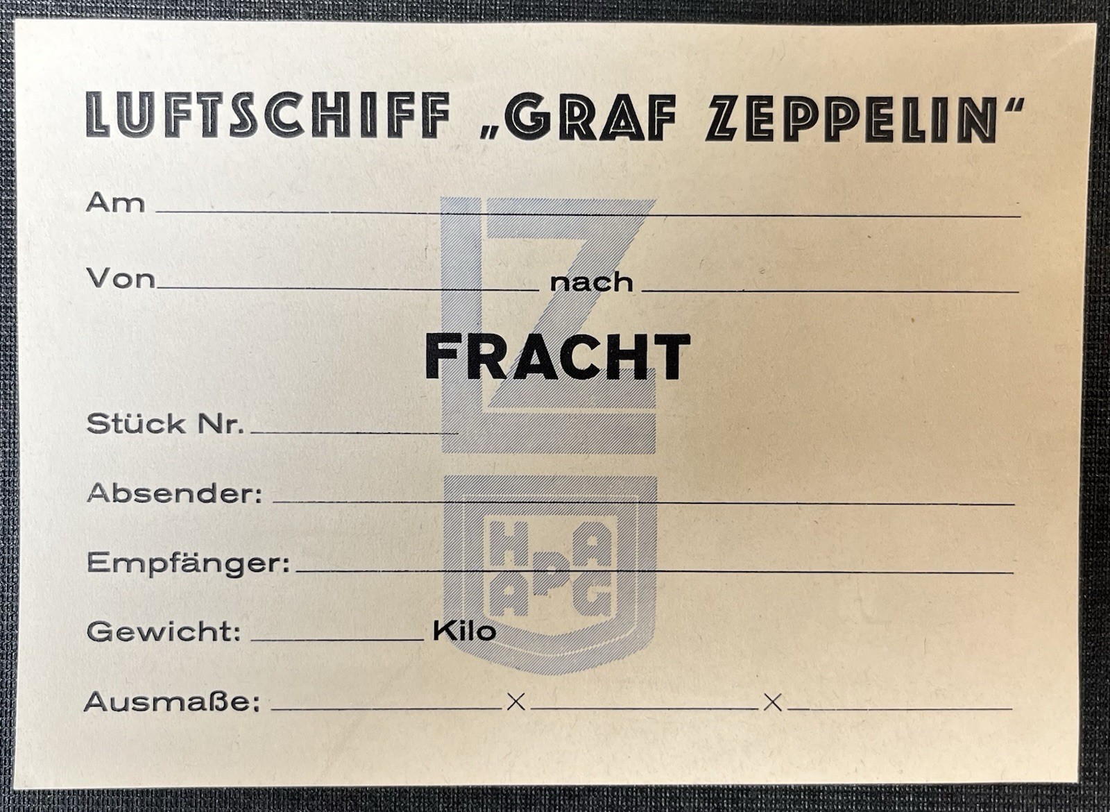 1929 Graf Zeppelin Freight Label - Not A Reproduction
