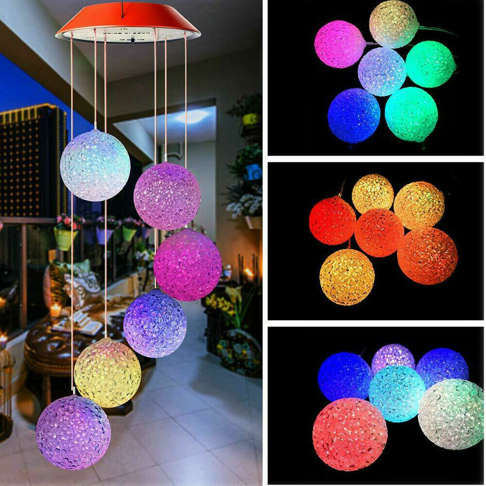 Color-Changing Outdoor LED Solar Powered Wind Chime Lights Yard Garden Decor US
