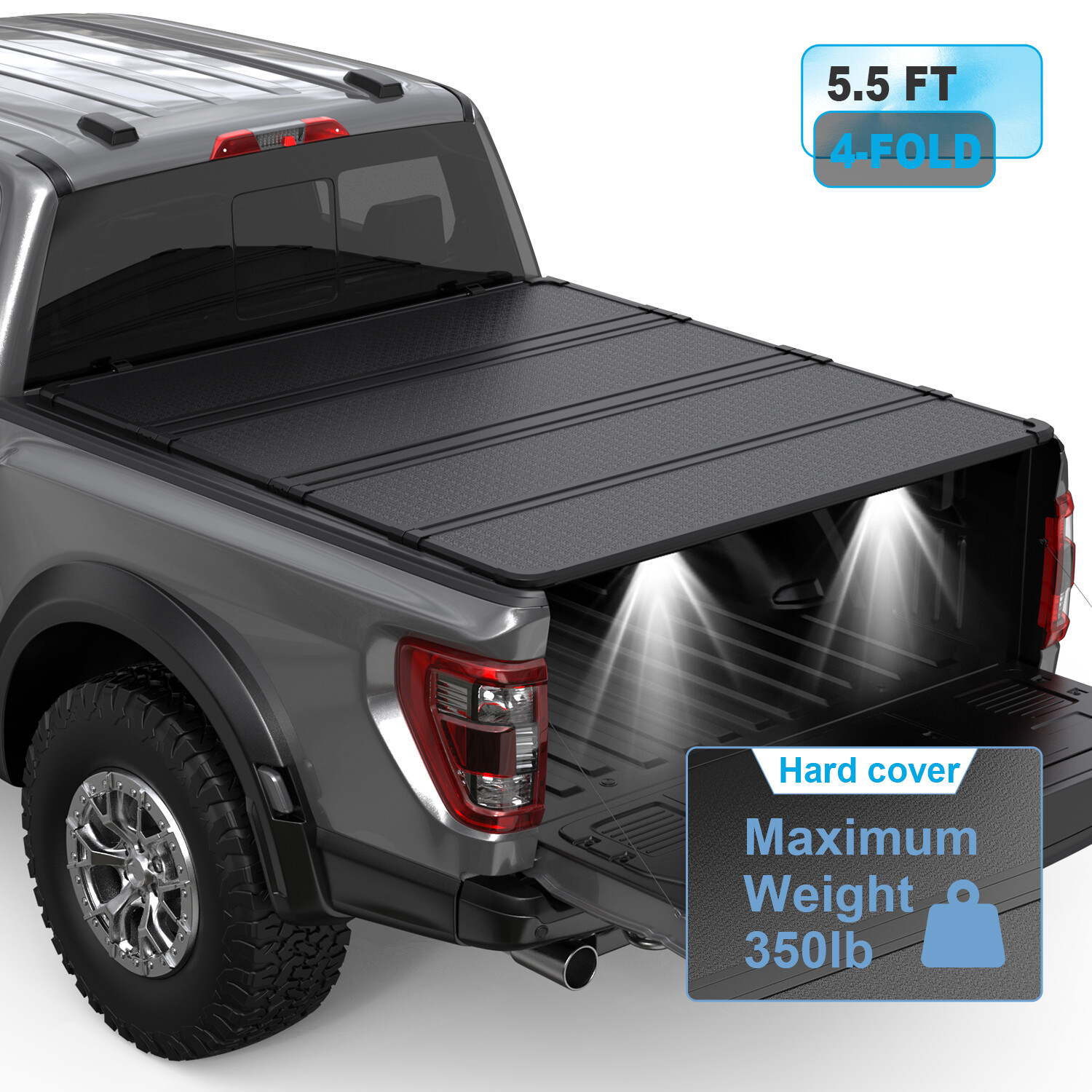 5.5FT 4-Fold Hard Solid Tonneau Cover For 2014-2024 Toyota Tundra Truck Bed