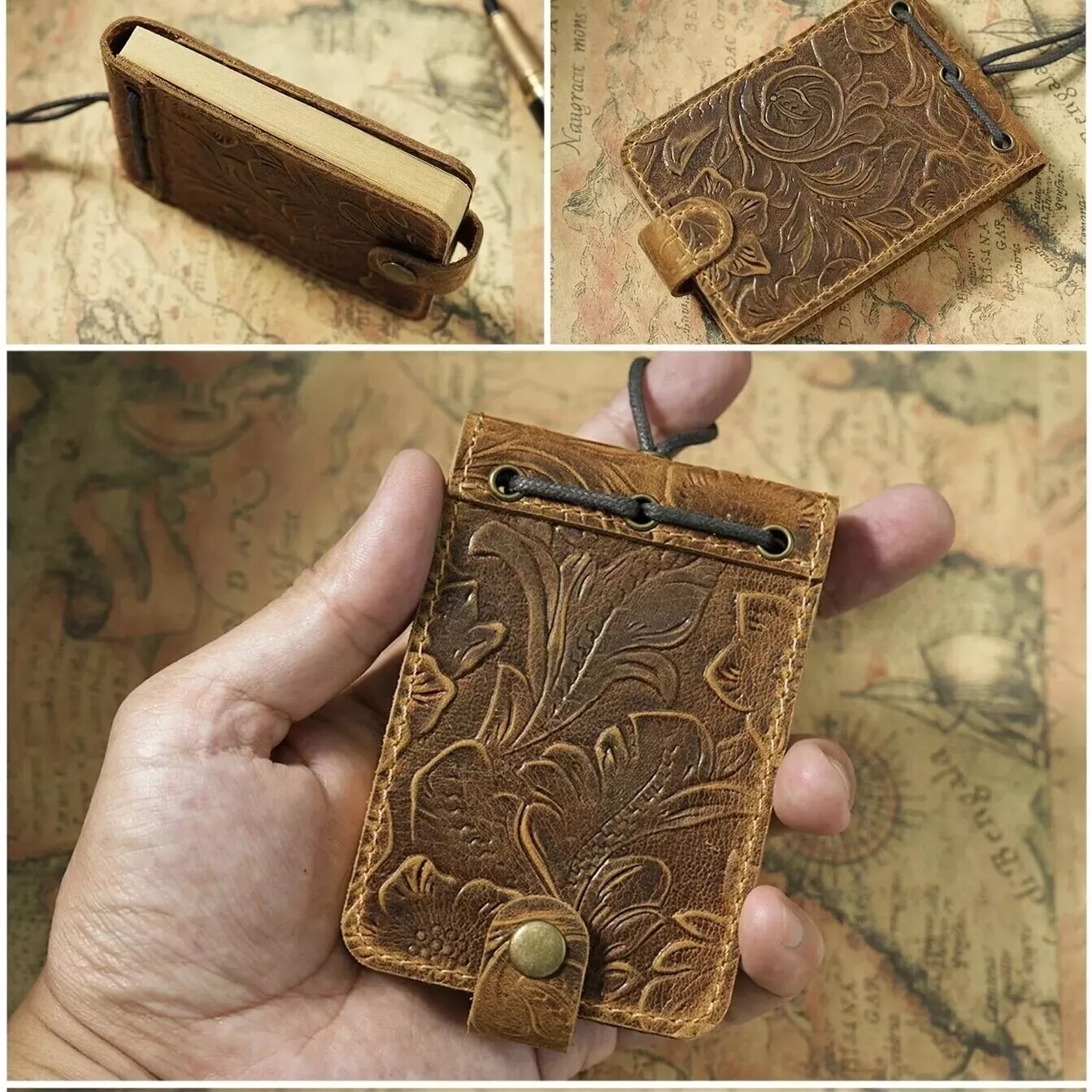 Handmade Vintage Leather Journal Notebook For Writing Portable Pocket Notebook