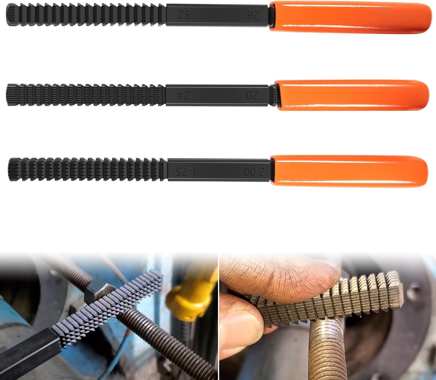 3 Piece Thread Restorer File Chaser Set Metric & SAE Repair Hardward DIY 2573