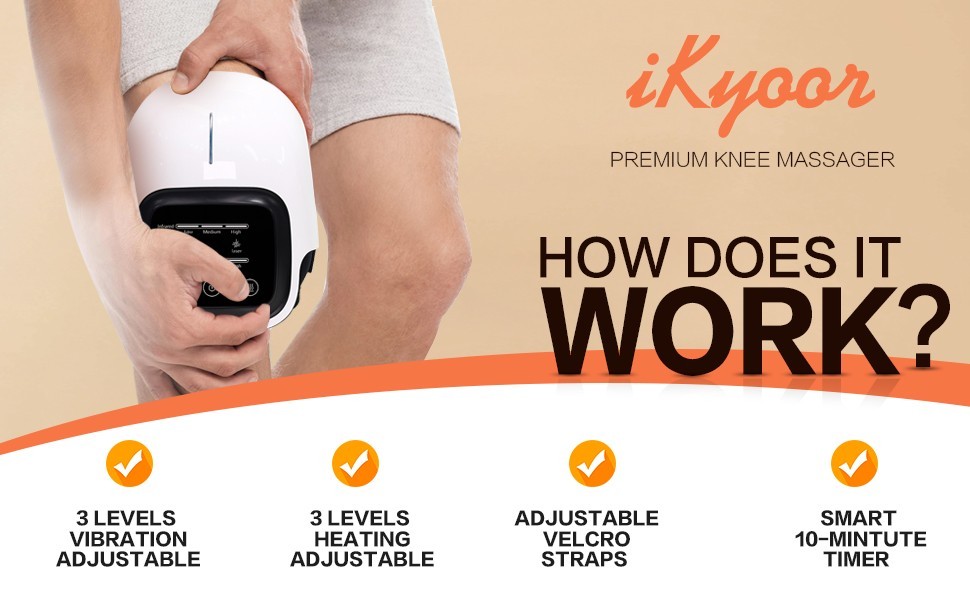 Wireless Knee Massager with Heat Vibration Massage LED Screen Infared Therapy