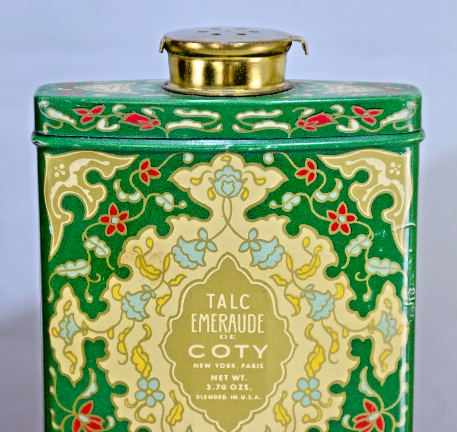 Vintage Advertising Perfume Talcum Powder Tin Emeraude Coty, Egyptian + Lot of 4