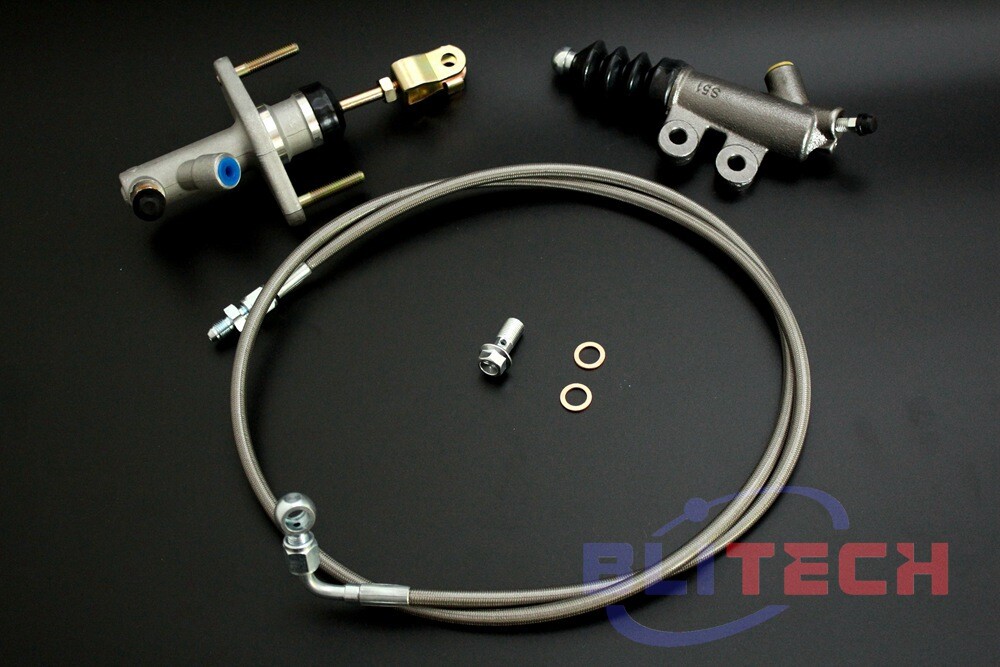 Silver Slave Master Cylinder Clutch Line Kit For 1992-2000 Honda Civic Stainless