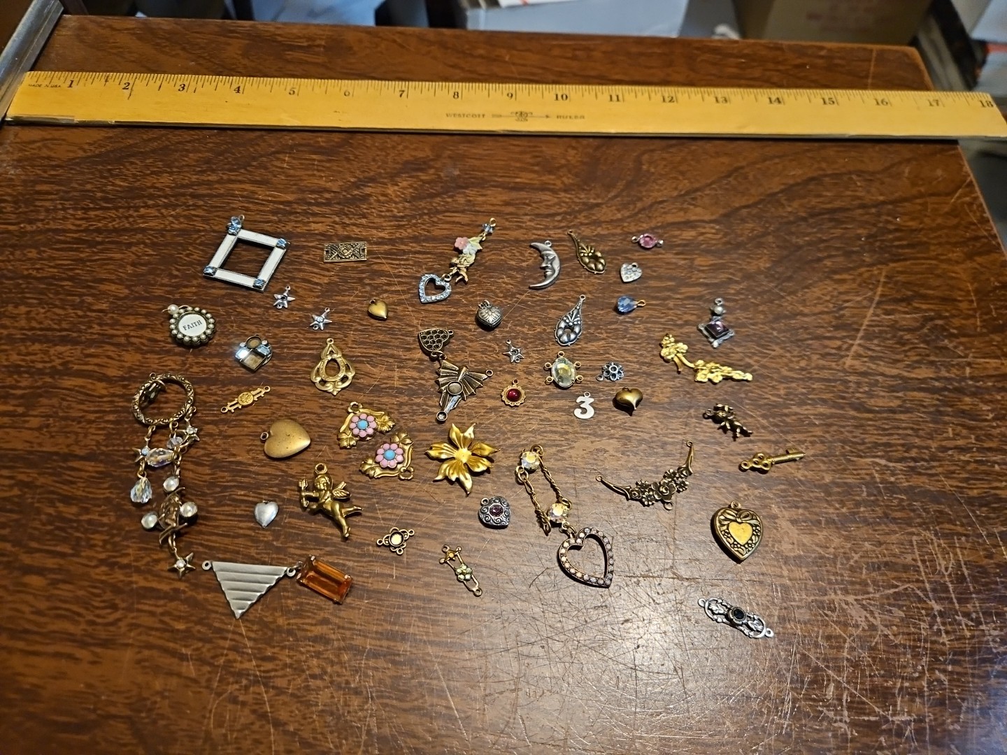 Lot Of 50 Mixed Parts Pcs France Vintage 60s Brass Stampings Findings Jewelry 13
