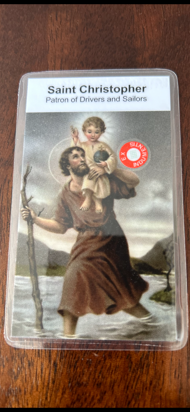 Saint Christopher 3rd Class Relic Card