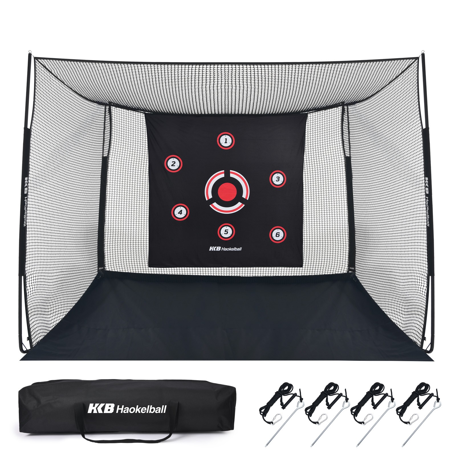 Golf Practice Cage 10x8x6ft Heavy Duty Net w/ Target Cloth Portable Carry Bag