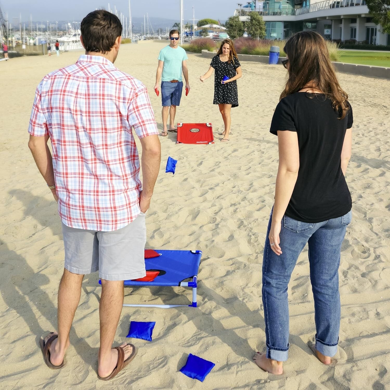 GoSports Portable PVC Framed Cornhole Toss Game Set 8 Bean Bags 3 x 2 ft