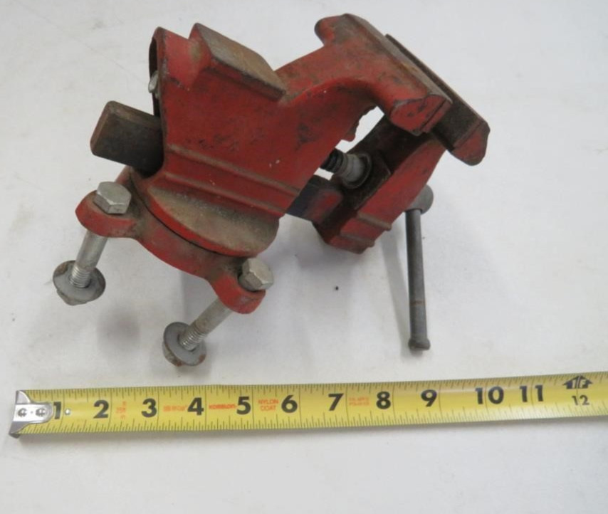 Vintage KMC (K-Mart Corp) Bench Vise, 3-1/2" Wide Jaw w/Swivel Base