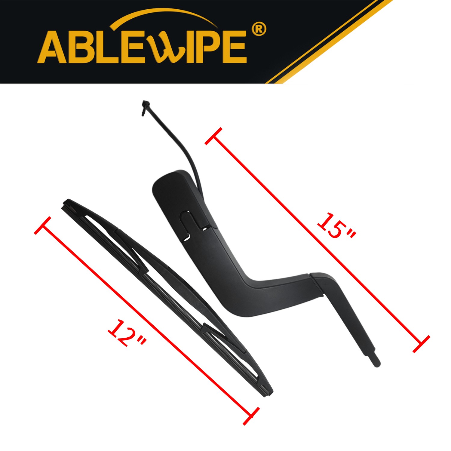 ABLEWIPE Rear and Arm Wiper Blade 12"+15" Fit for 2012-2007 GMC Acadia, 2pcs