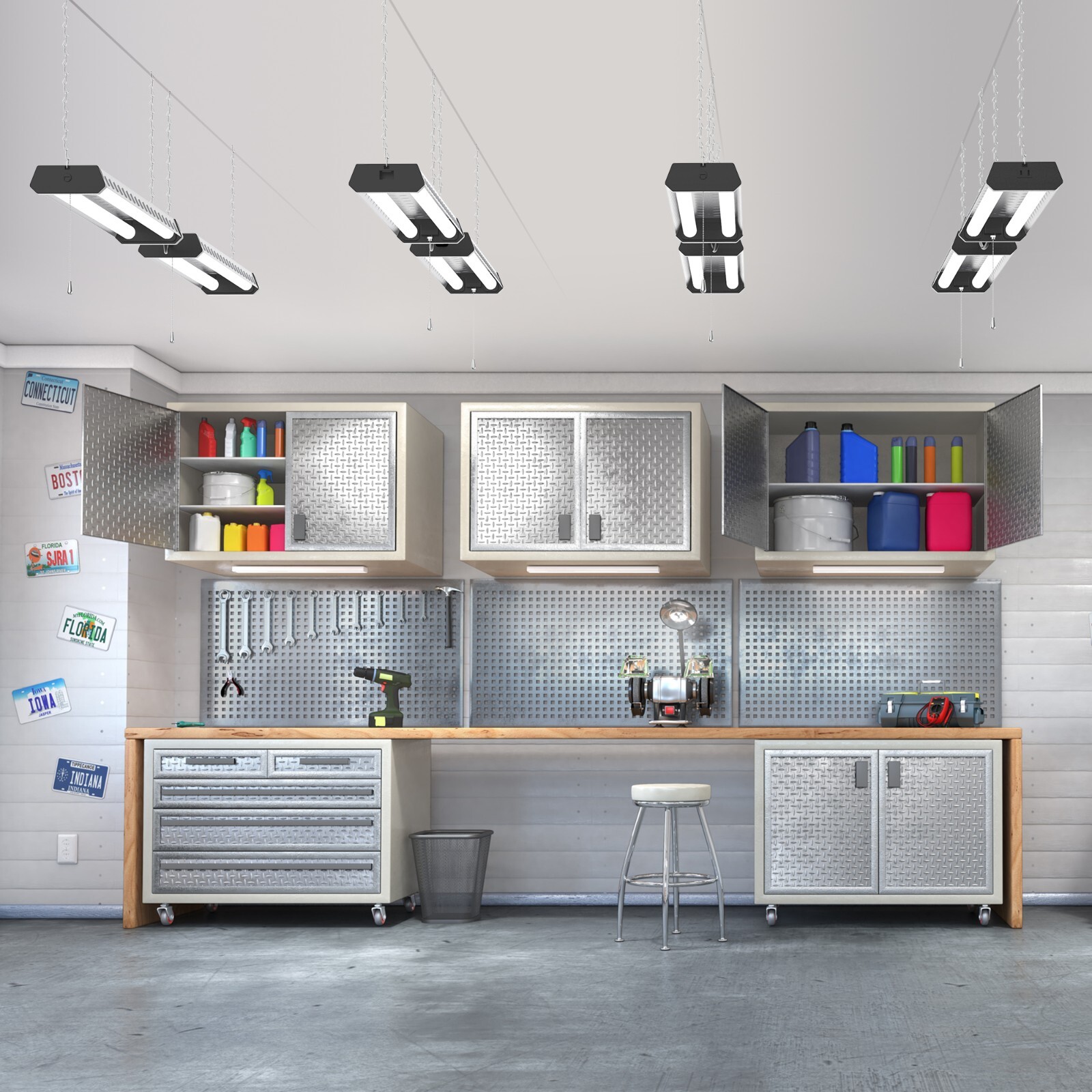 2-PACK 4FT LED Shop Light Heavy Duty Linkable Fixture 5500lm Bright White Garage