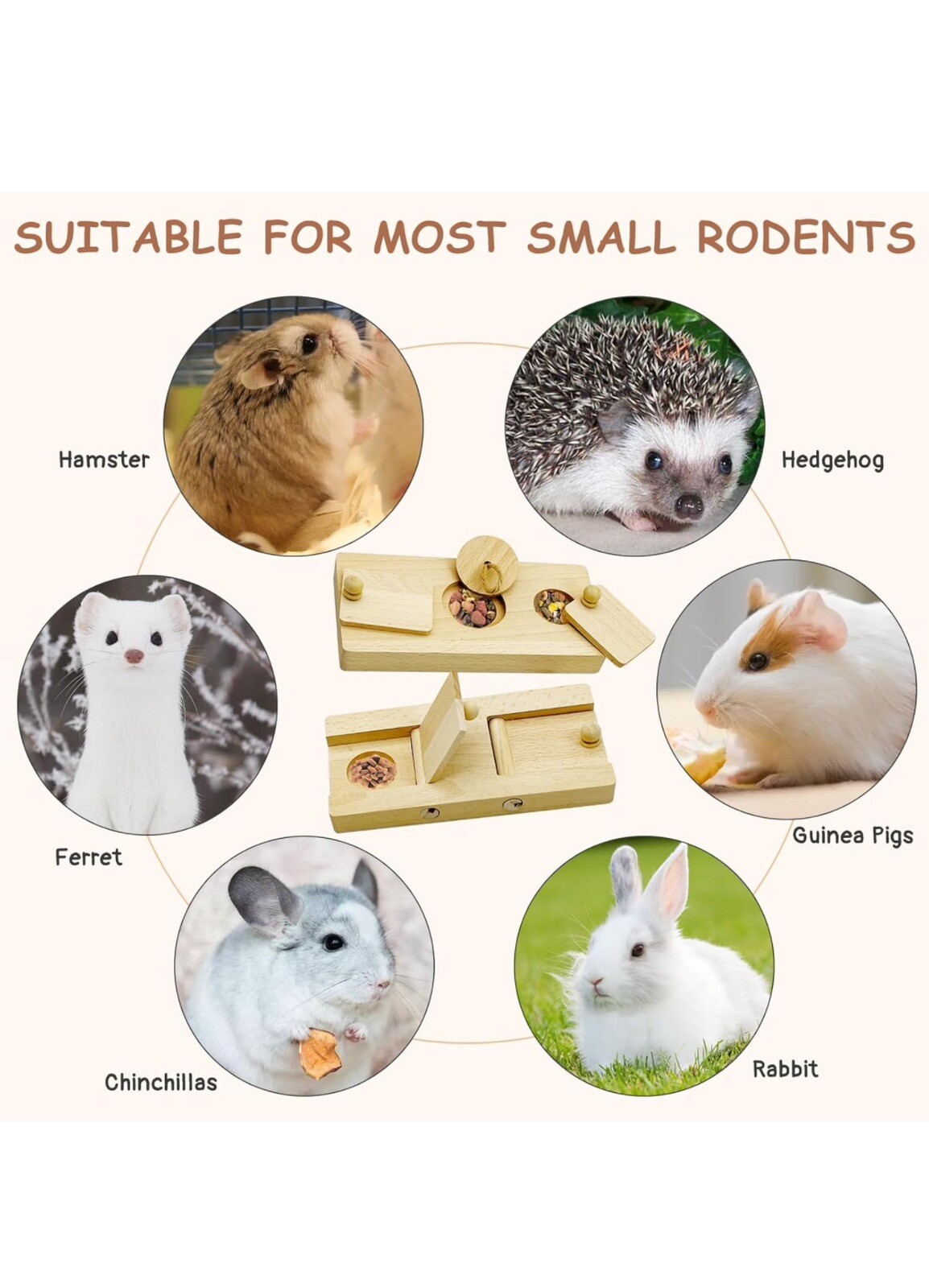 Wooden Enrichment Foraging Toy Set Guinea Pig Foraging Toy Wooden for Gerbil