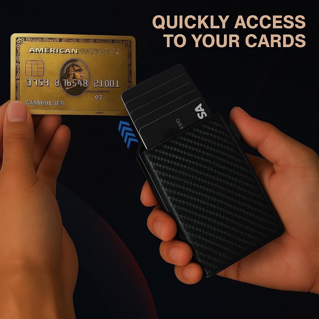 RFID Blocking Pop-Up Leather Men’s Wallet Slim Bifold with Money Clip Gift-Ready