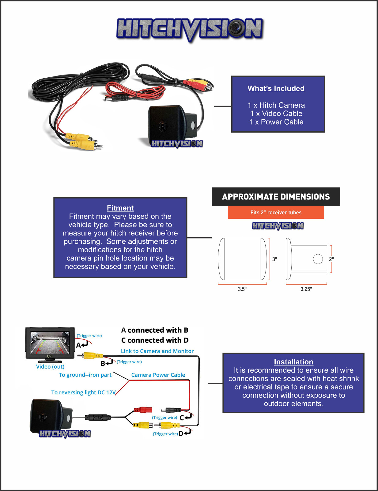 Hitch Backup Camera Black Truck Jeep Wrangler Rubicon JK JL YK TJ CJ FJ F150