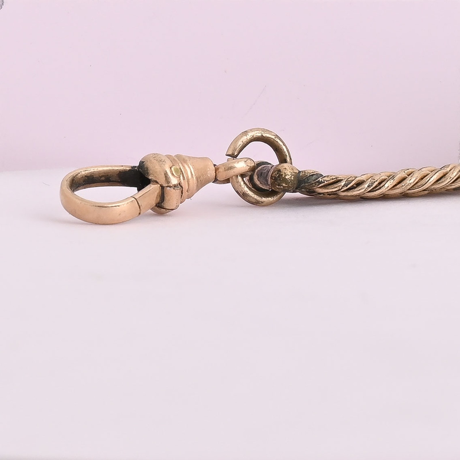 Antique Victorian Rose Gold Filled Curb Chain Extender Dog Clip Pendant