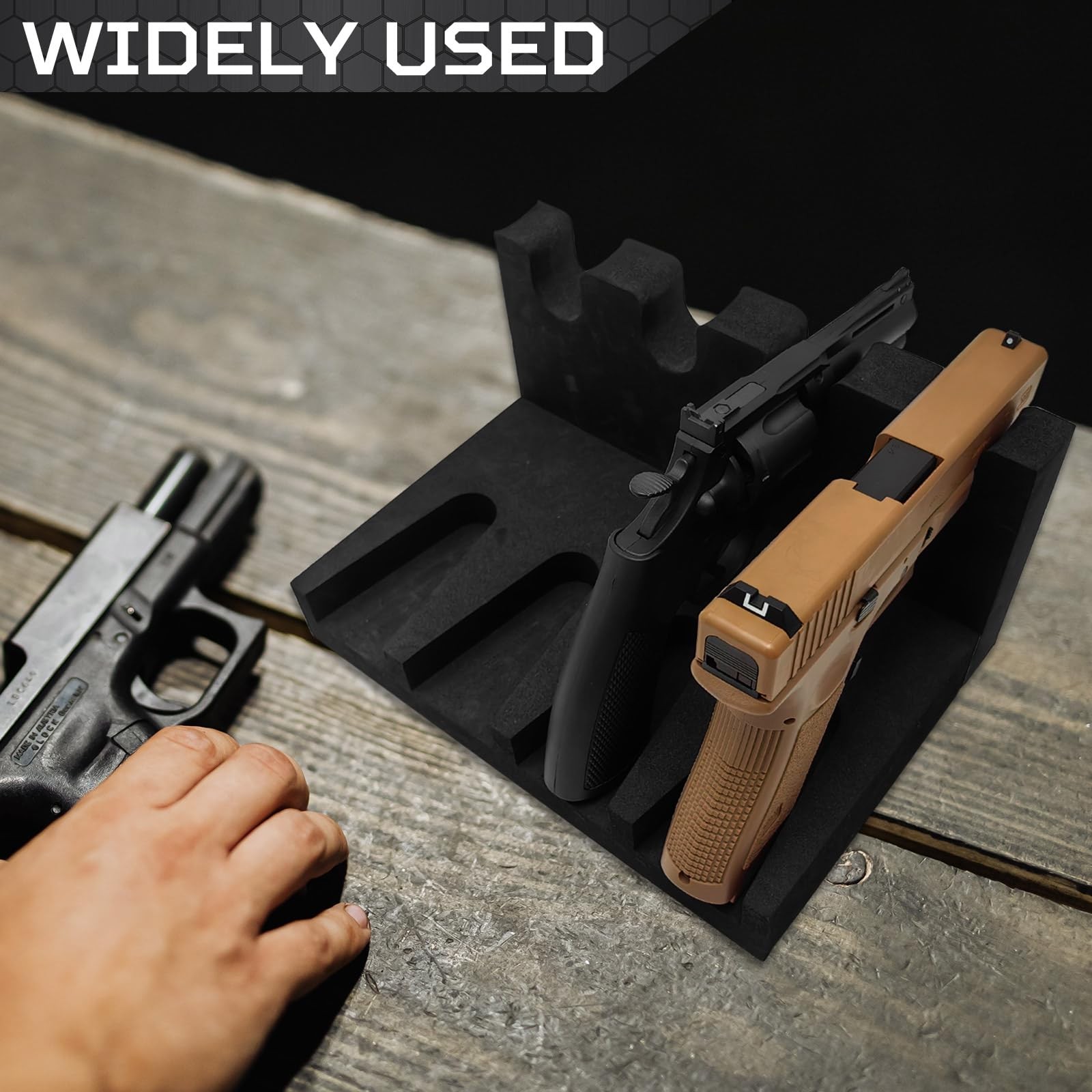 Pistol Rack for Gun Safe Soft Foam Handgun Storage Holder Organizer Black
