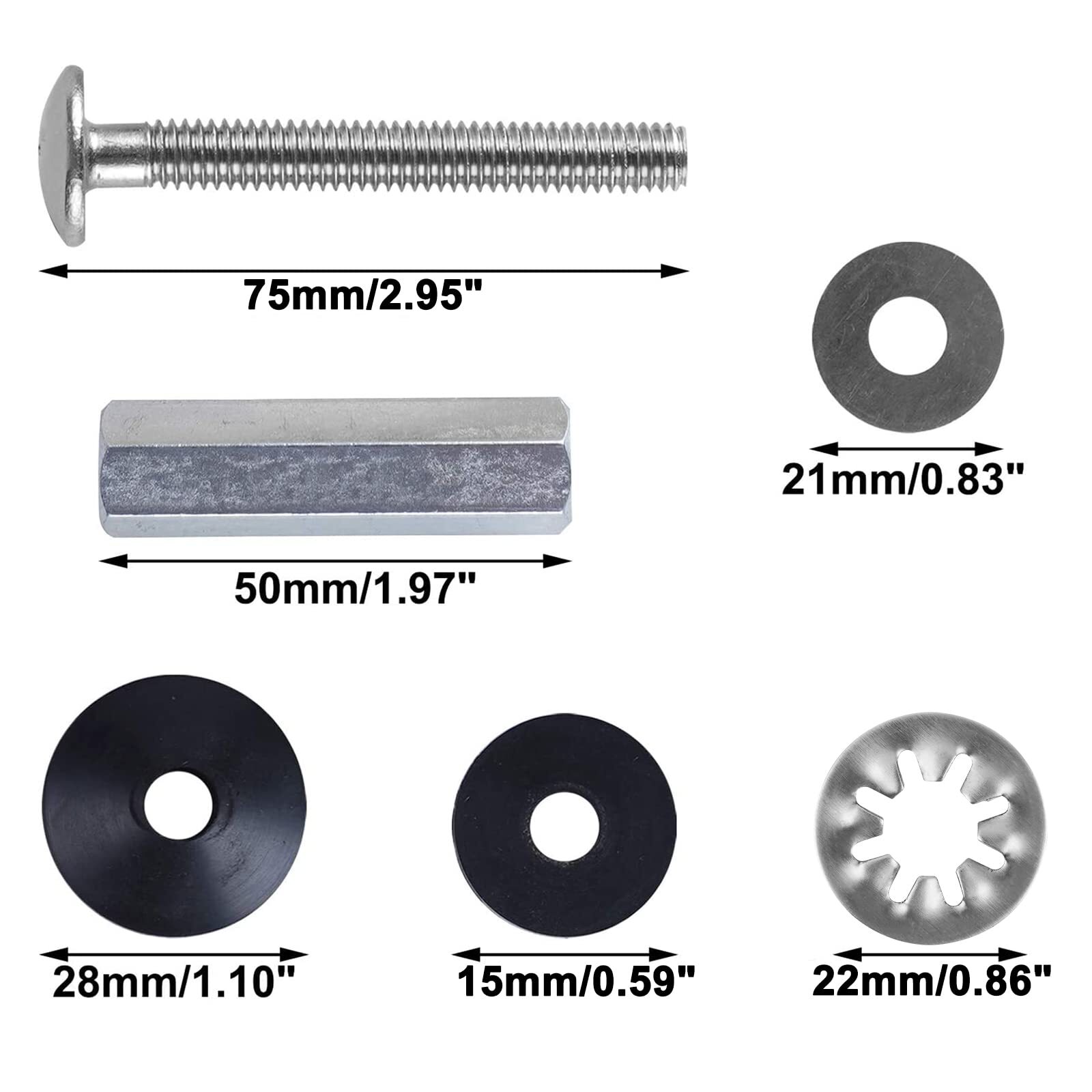 Toilet Seat Screws,Stainless Steel Toilet Seat Bolts with Long Downlock Nuts
