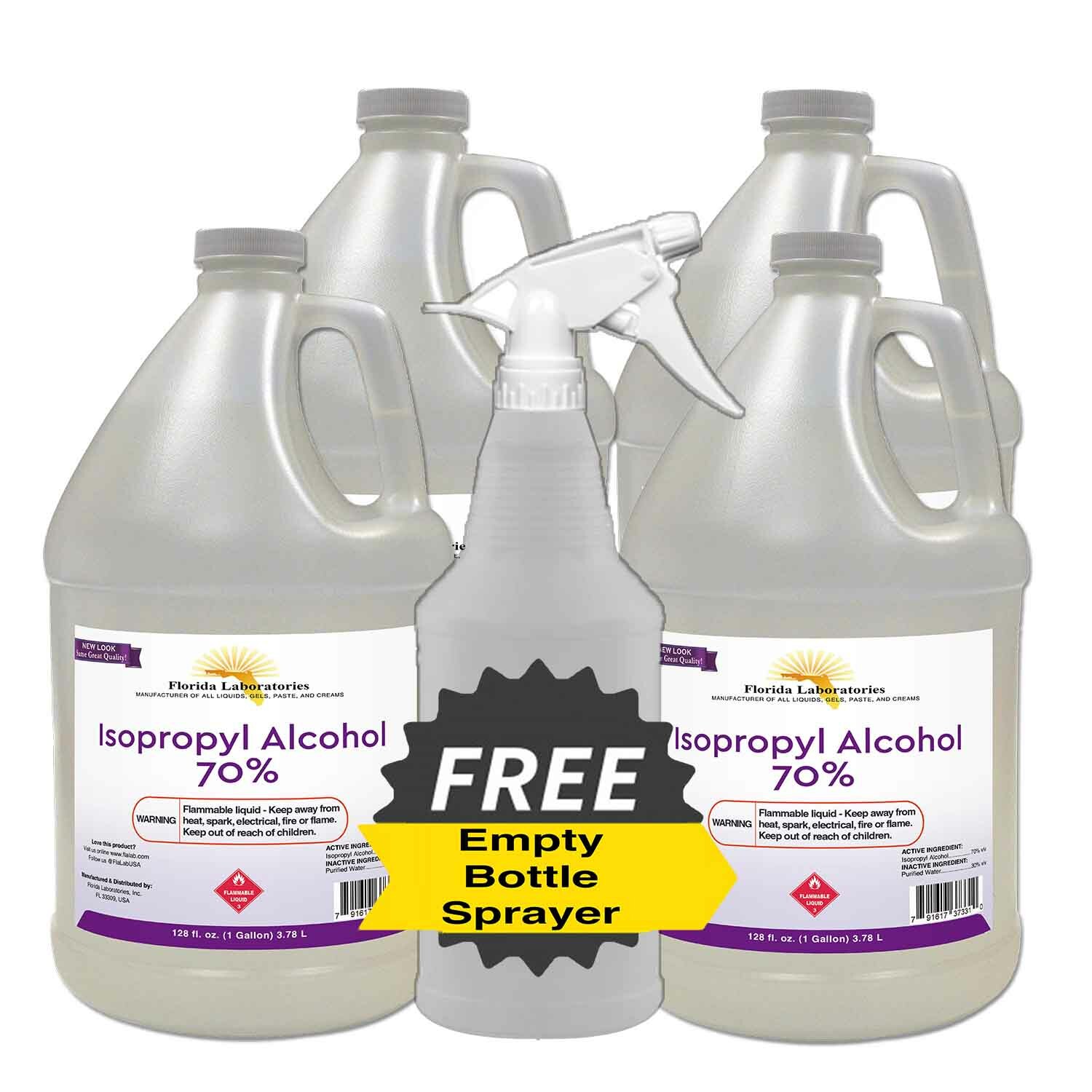 ISOPROPYL ALCOHOL 70% 4 Gallons USA Made Free Shipping & Sprayer Rubbing Alcohol