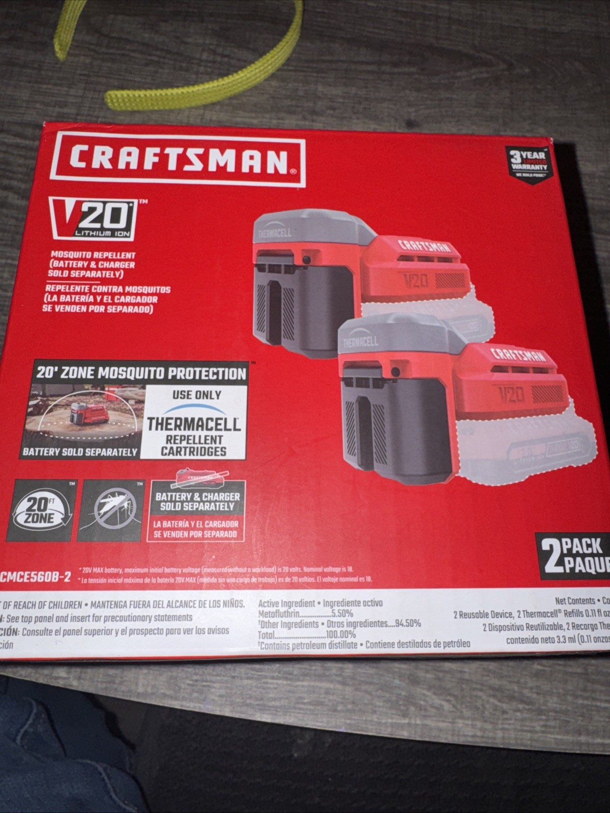 Craftsman V20/20V Repellent 2 Pack CMCE560B2 ~ Battery & Charger Sold Separately