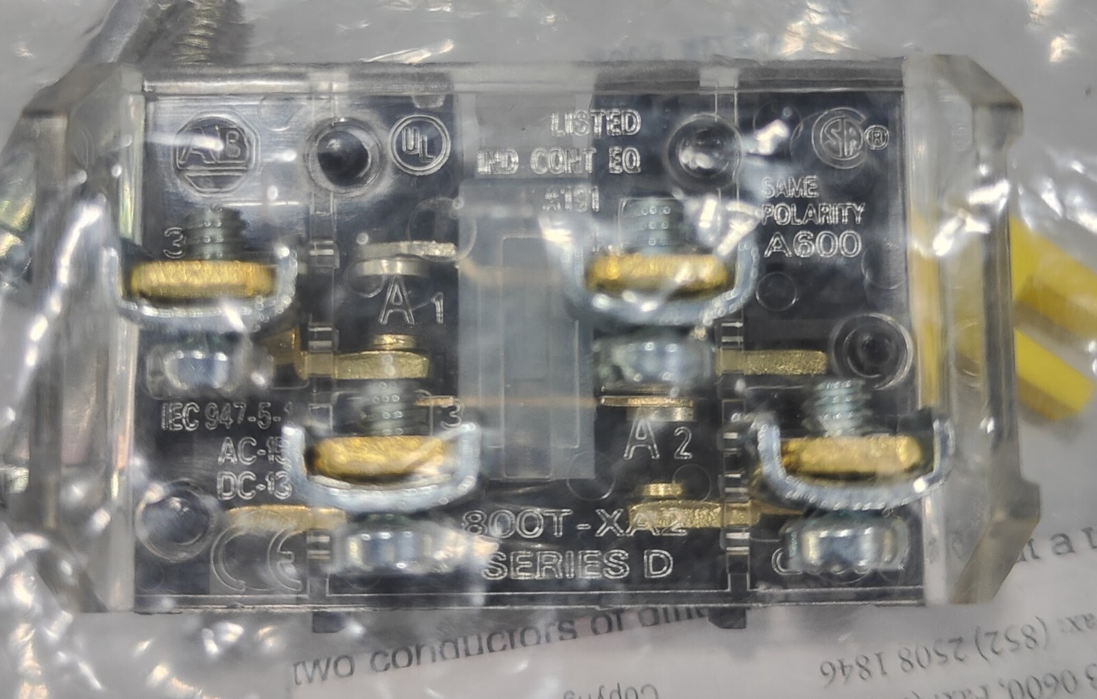 NEW ALLEN BRADLEY 800T-XA2 CONTACT SHALLOW BLOCK 2 NO CONTACTS FREE SHIPPING