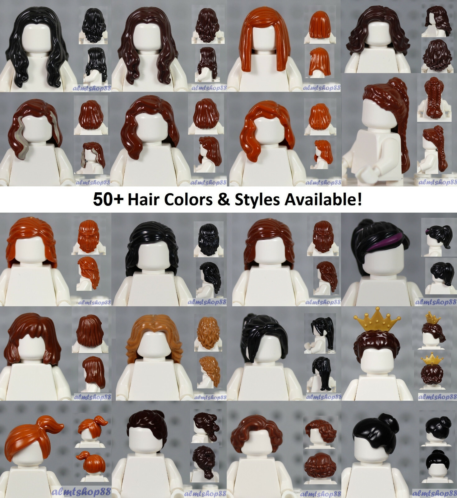 LEGO - FEMALE Hair Pieces - PICK YOUR COLORS & STYLE - Minifigure Wigs Cap Lot