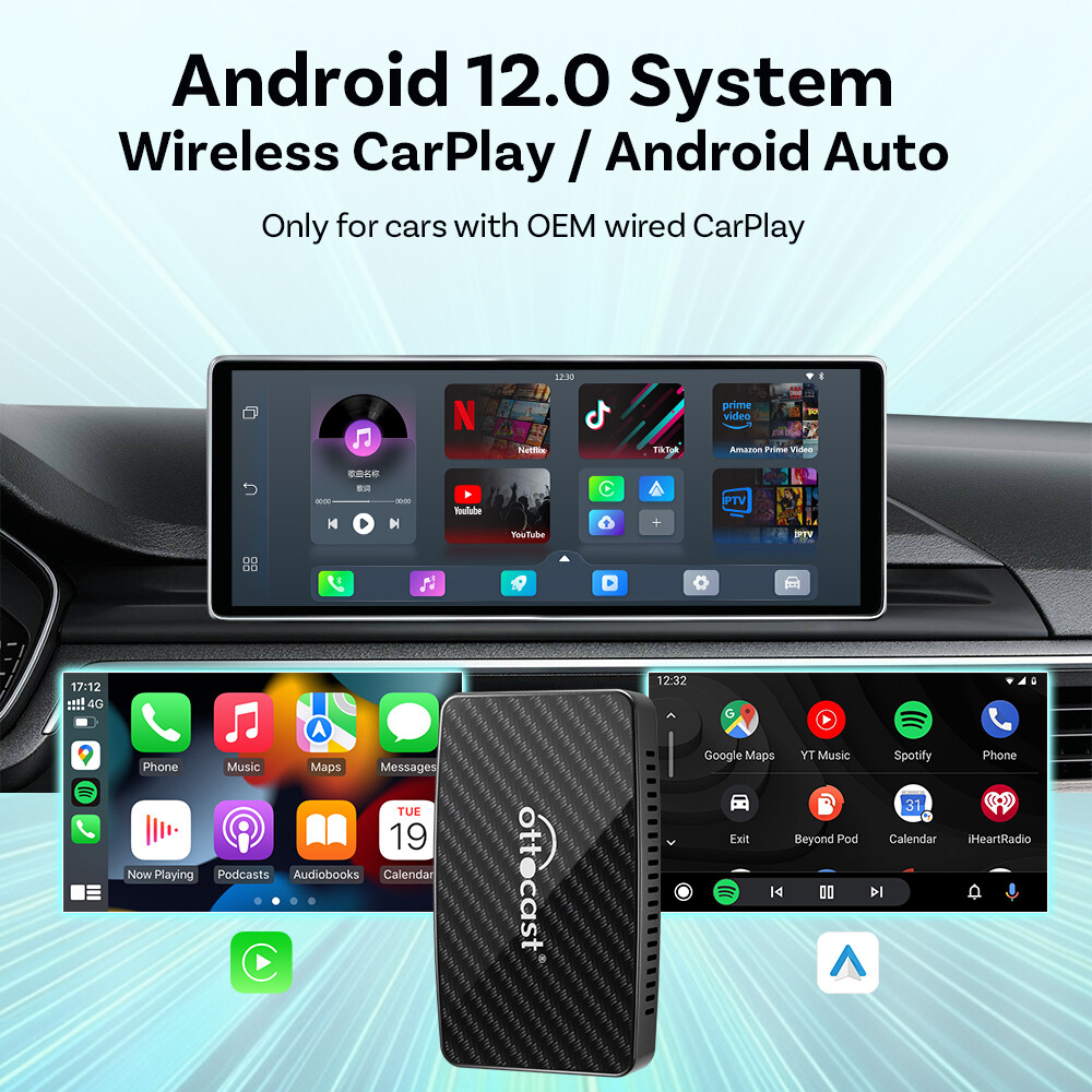 Ottocast Play2Video Pro - 3in1 Wireless CarPlay/Android Auto+Streaming