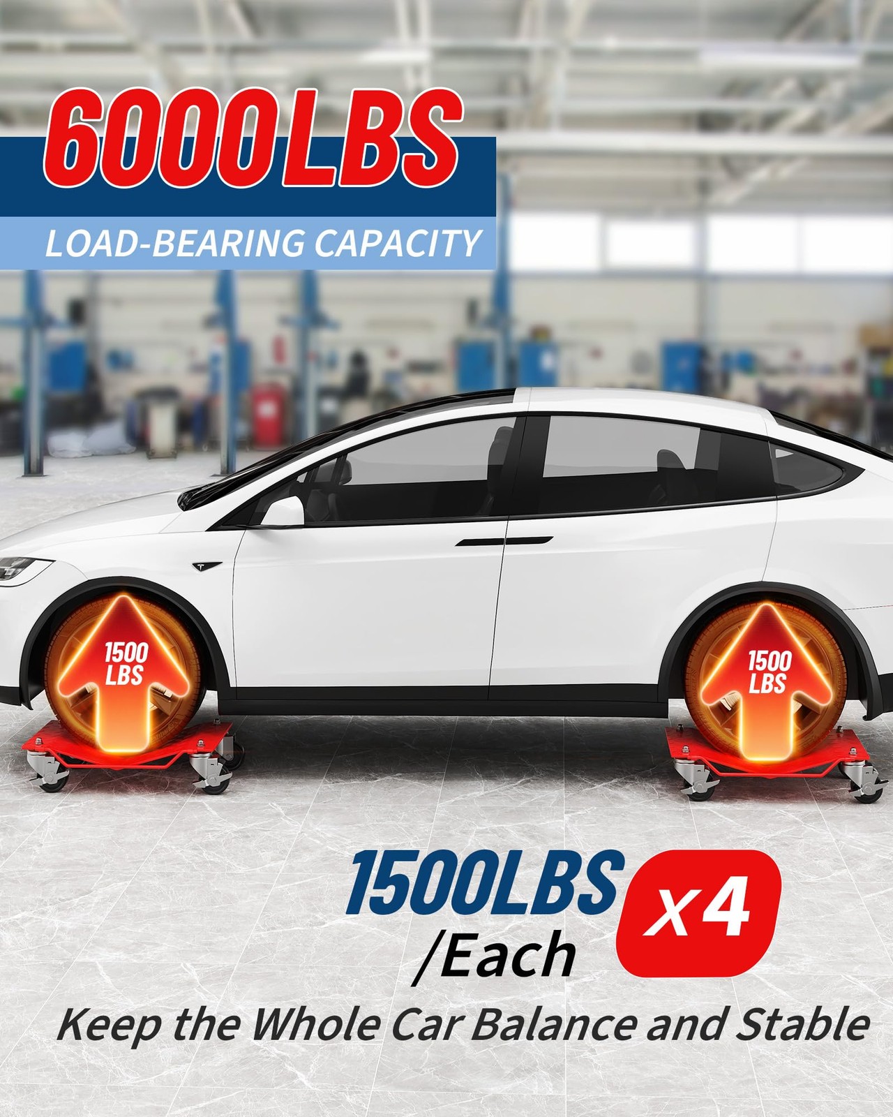 Car Dolly Wheel Tire Dolly 4PCS Heavy Duty Skate Auto Repair Moving Dolly 6000LB