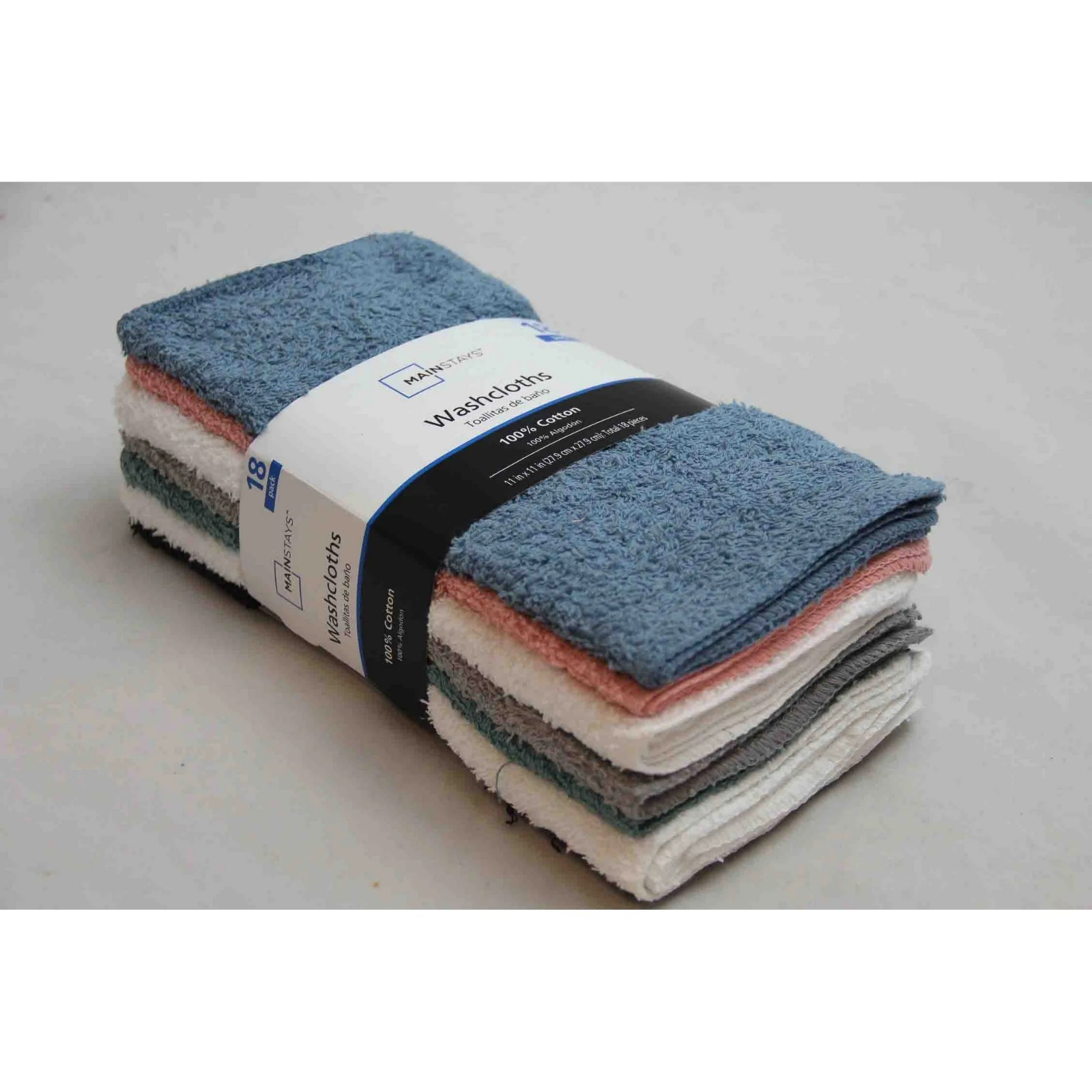Mainstays 18-Pack Washcloth Bundle, Pastel