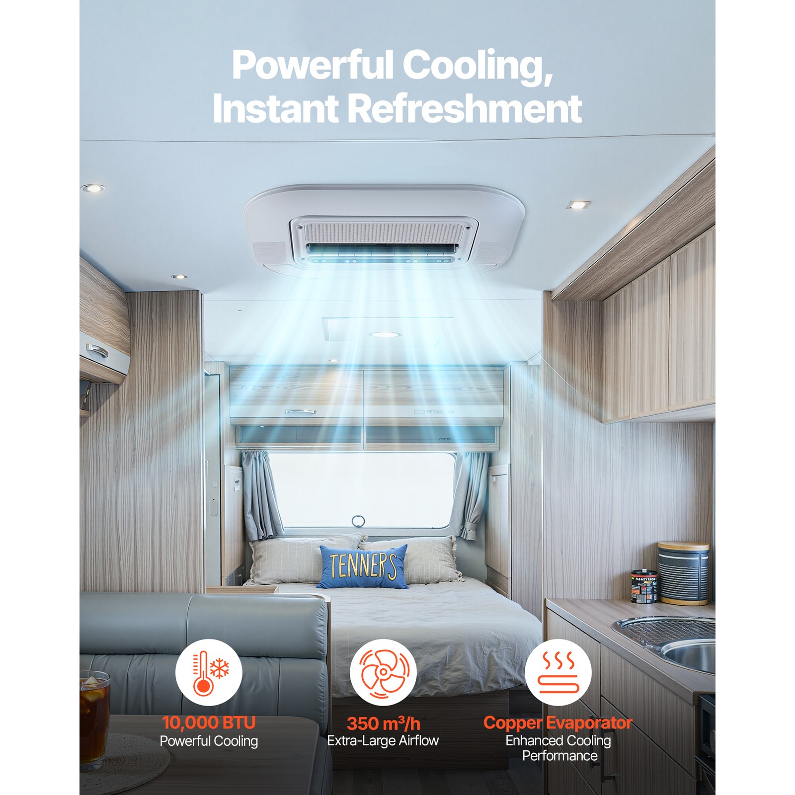 Uimoso 12V Rooftop Air Conditioner for Trucks, RVs, and Campers - 10000 BTU