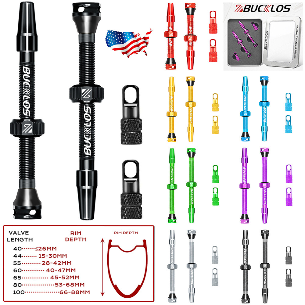 Pair Presta Tubeless Valve Stems 40/44/55/60/65/80/100mm Removable fit MTB Road