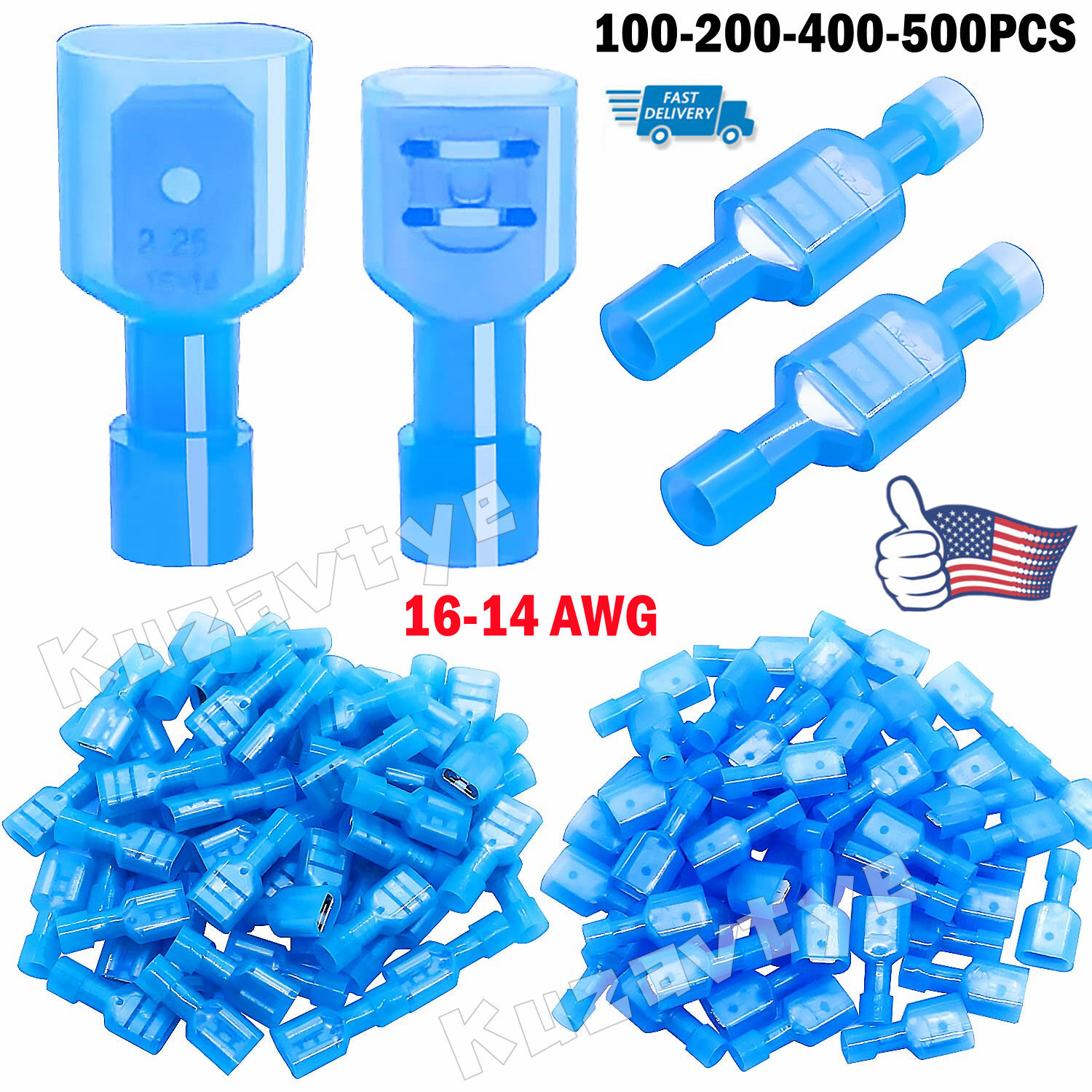 500X Insulated Female Male Spade Crimp Terminal Quick Disconnect Wire Connectors