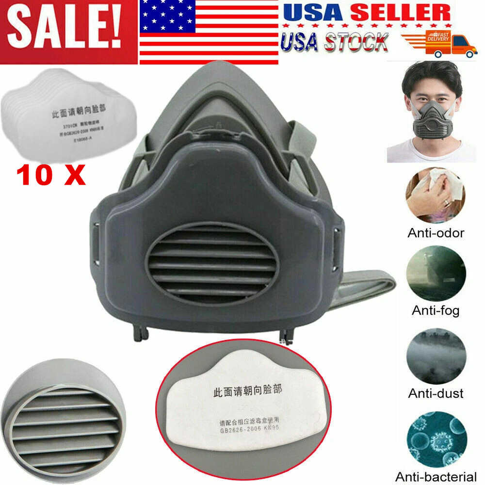 Premium Dust Respirator Mask with 10 Replaceable Filters for Industrial Protect