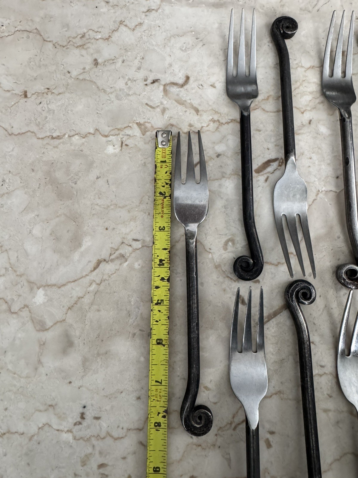 Set of 14 forks POTTERY BARN FIDDLEHEAD Black Iron Stainless Steel Flatware