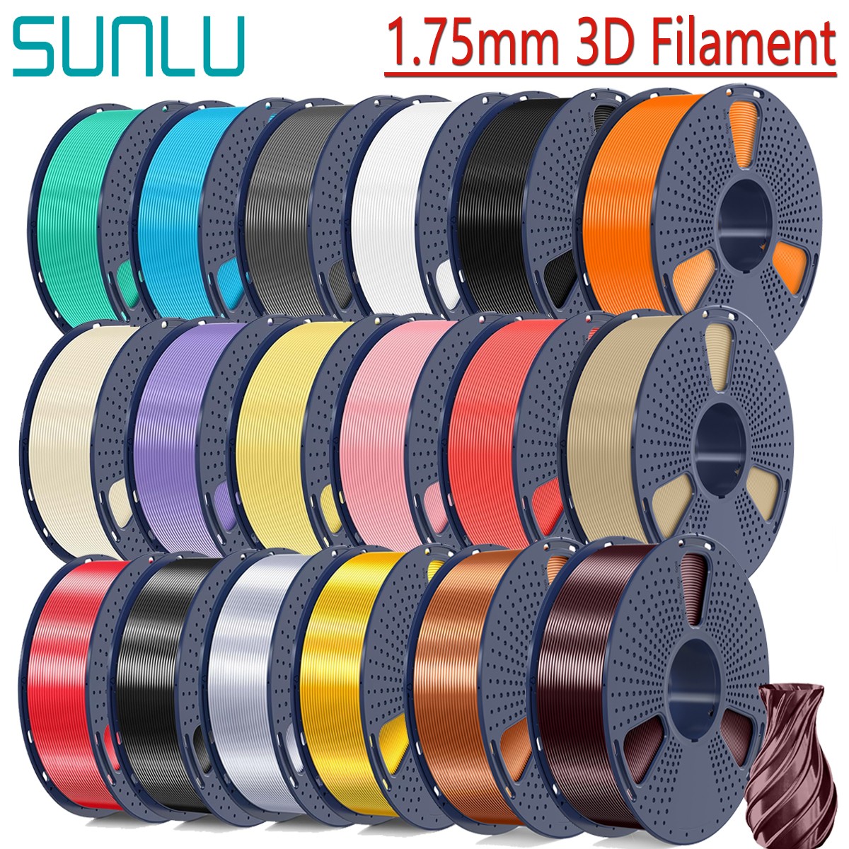 (BUY 3 GET 2 FREE,Add 5) SUNLU PLA+/PLA/ABS/PETG 3D Printer Filament 1KG 1.75MM