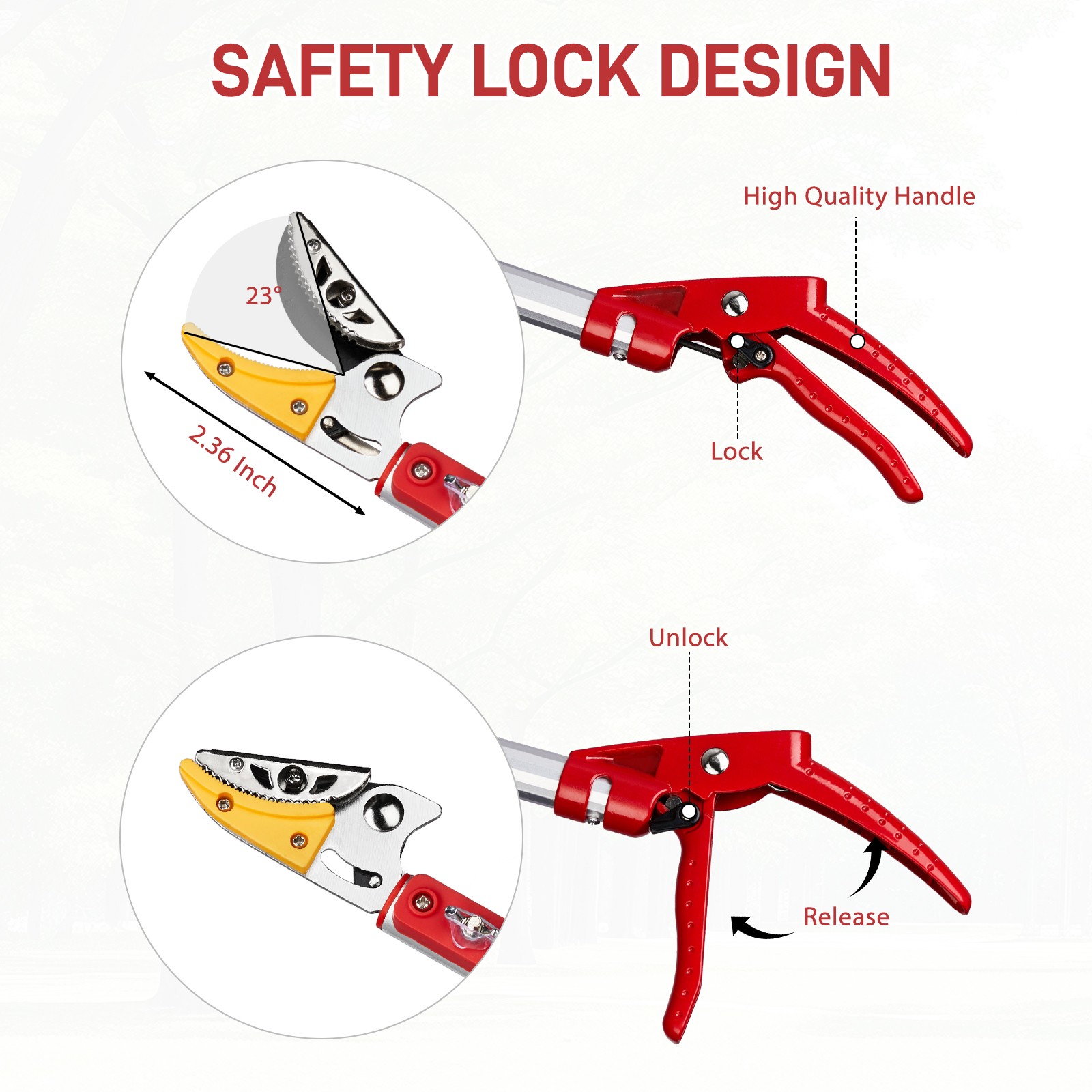 4.27-7.55 FT Cut & Hold Telescopic Pole Pruner, Fruit Picker Tree Branch Cutter