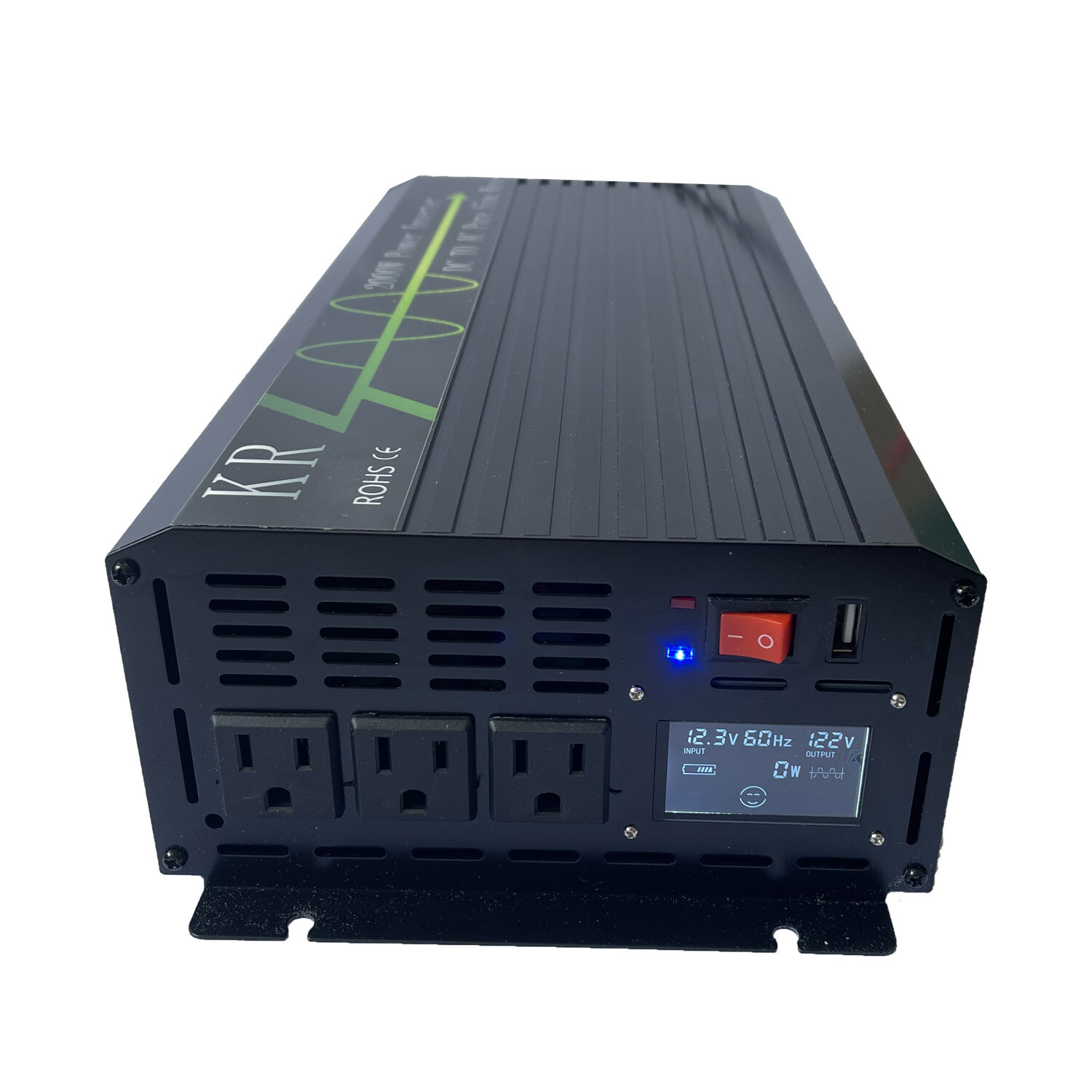 1000W 1500W 2000W Pure Sine Wave Power Inverter 12V DC to 120V AC LCD USB fromUS