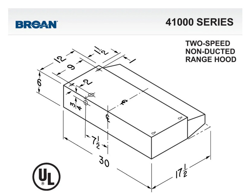 Broan 413004 30" Ductless Stainless Steel Hood *NEW NEVER OPEN*