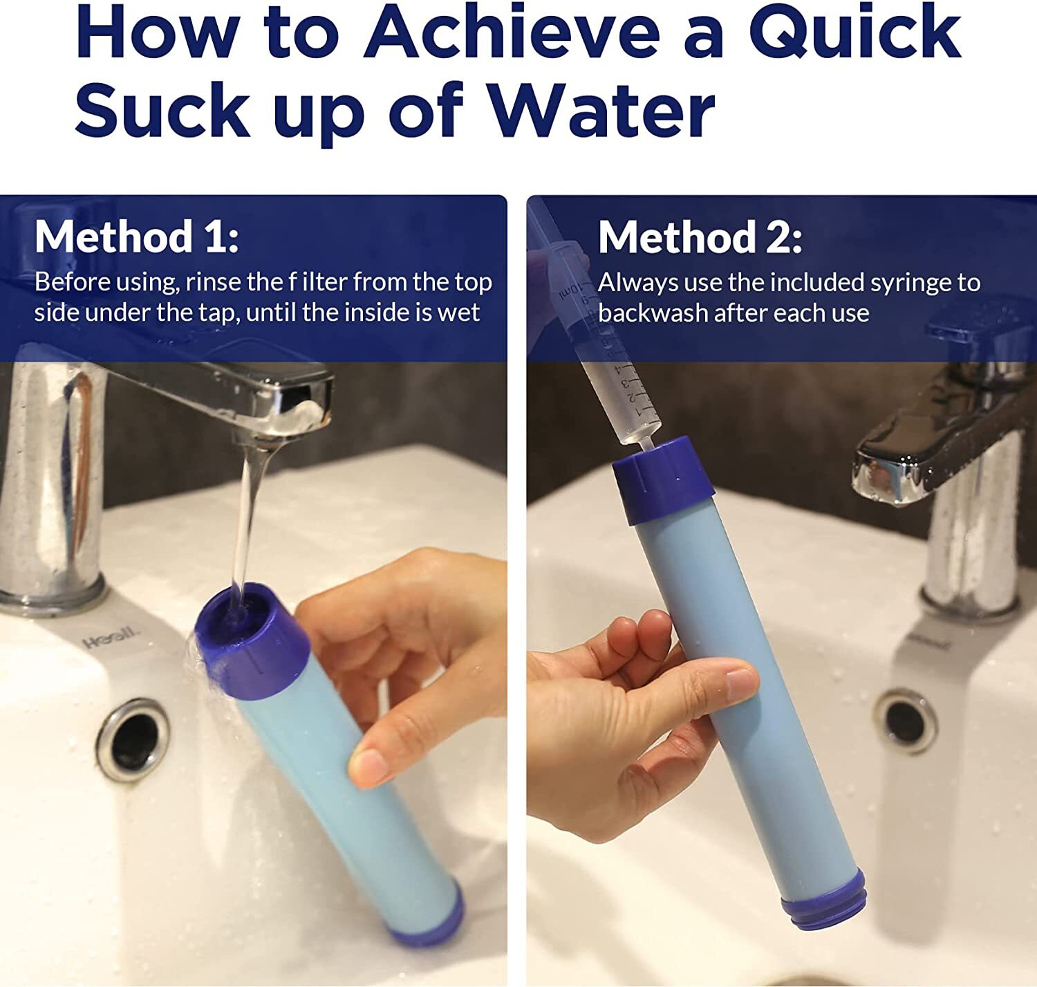 Water Filter Bottle|Personal Water Filter Straw|0.1μm Ultra-Filtration 4-Stage