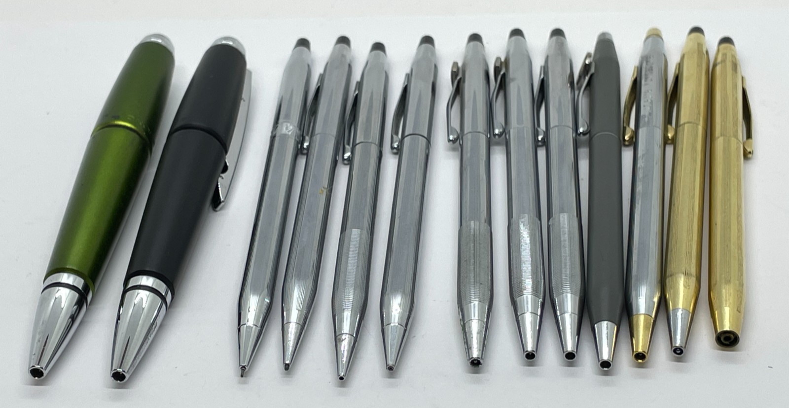 Vintage Lot of 13 CROSS Pens & Pencils Chrome and 2 Gold Filled