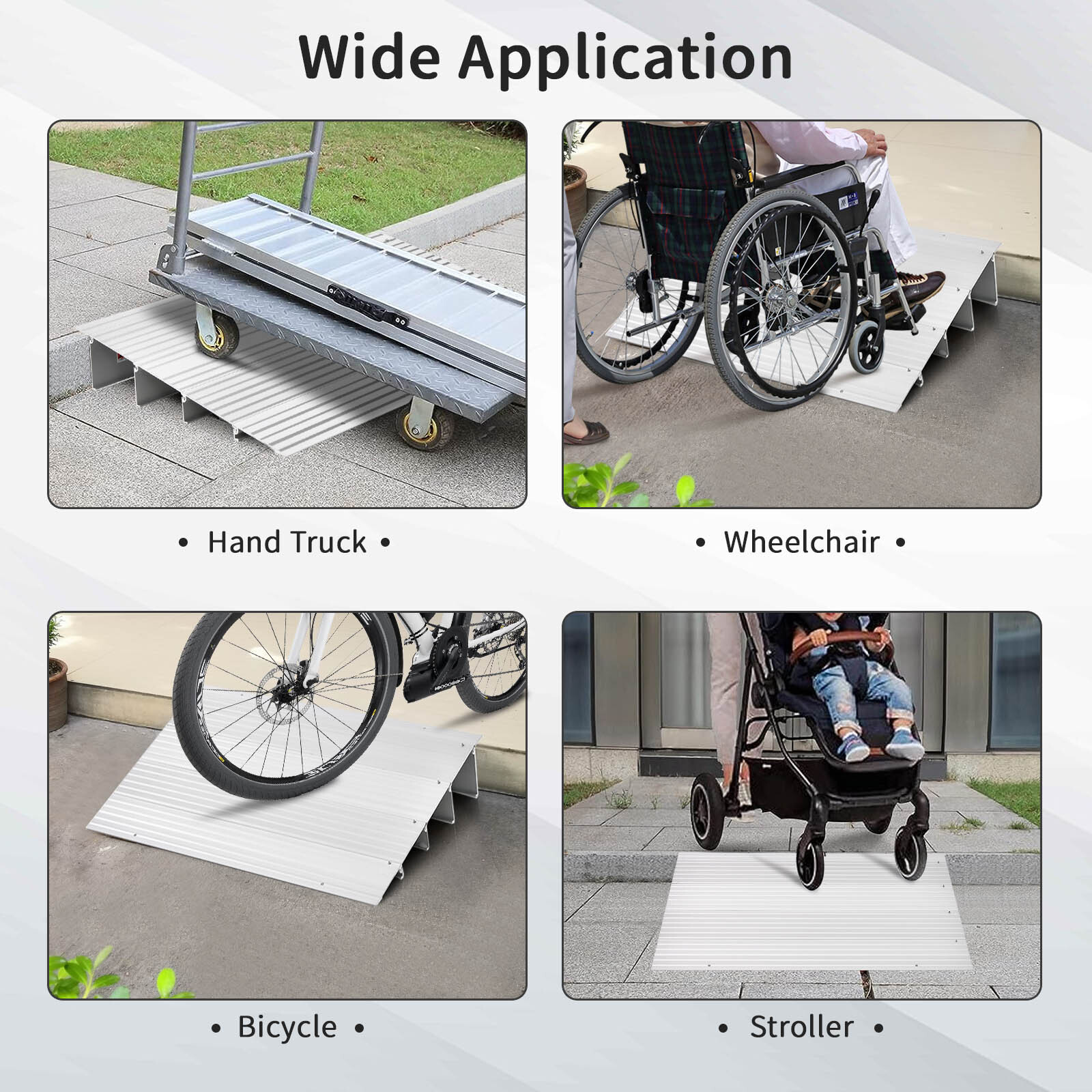 4" Rise Wheelchair Threshold Ramp w/ Adjustable Ramp 700LBS Weight Capacity