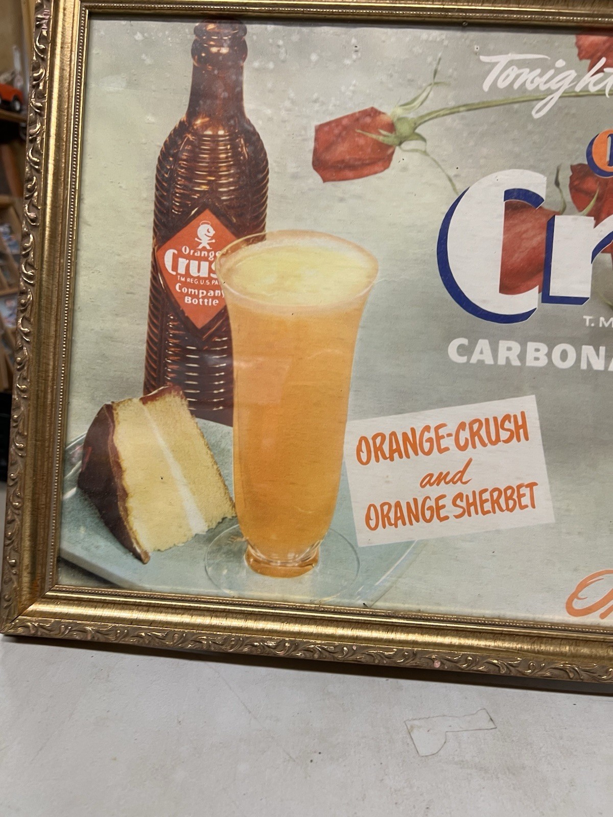 Vintage Orange Crush Soda & Orange Sherbet Poster Original Nicely Framed 24 X 16