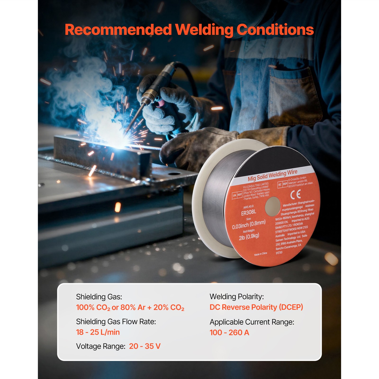 Uimoso Solid MIG Welding Wire ER308L 0.03-inch 2 lbs Stainless Steel Wire