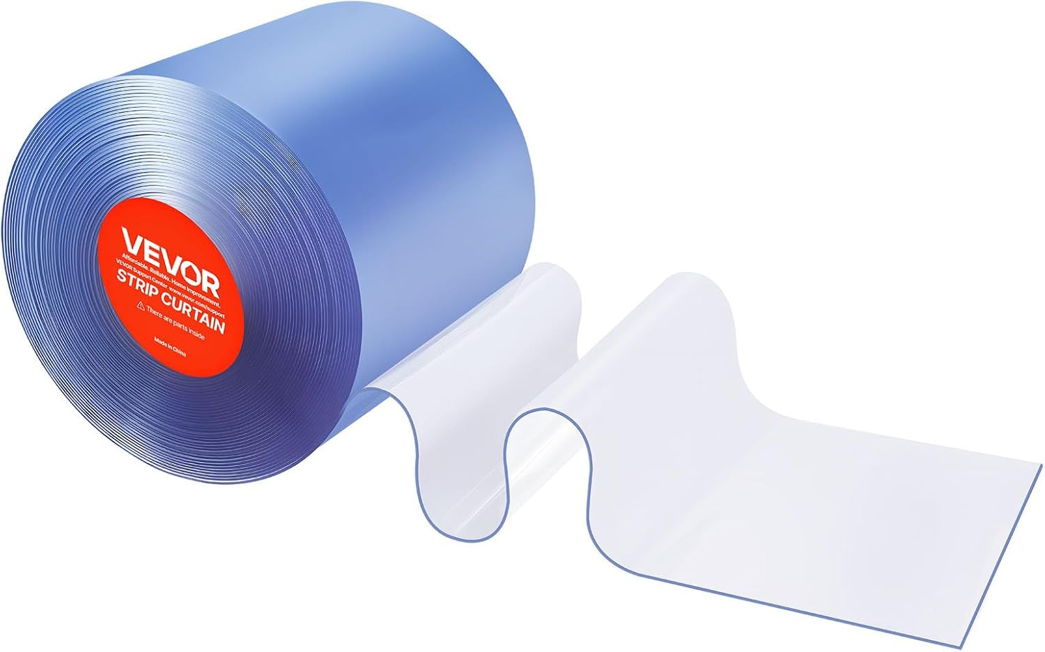 Clear PVC Strip Curtain, 101 Ft Length X 12 in Width, Thermal Insulating Plastic