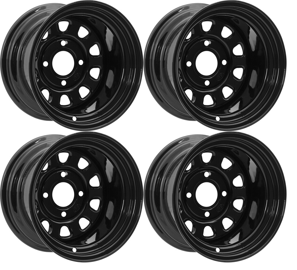 ATV Rims UTV Wheels 12" Front Rear Black ITP Delta 4/110 12x7  4+3 2+5
