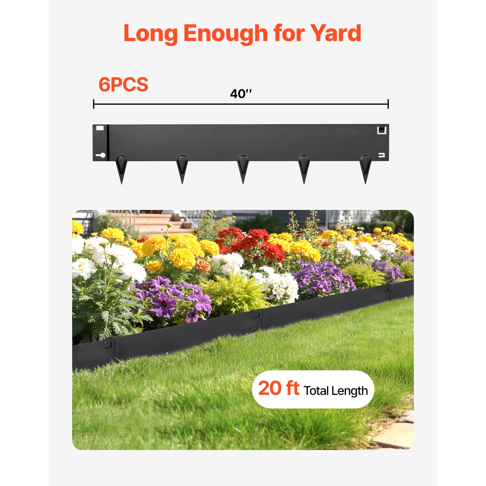 Uimoso Galvanized Steel Garden Edging Set, 40x8 in,Metal Landscape Borders, 6pcs