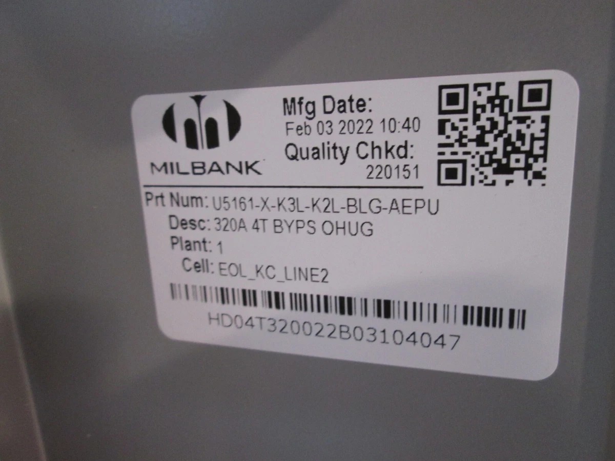 MILBANK meter can 320 amp - Single Phase - 4T BYPS (U5161-X-K3L-K2L-BLG-AEPU)