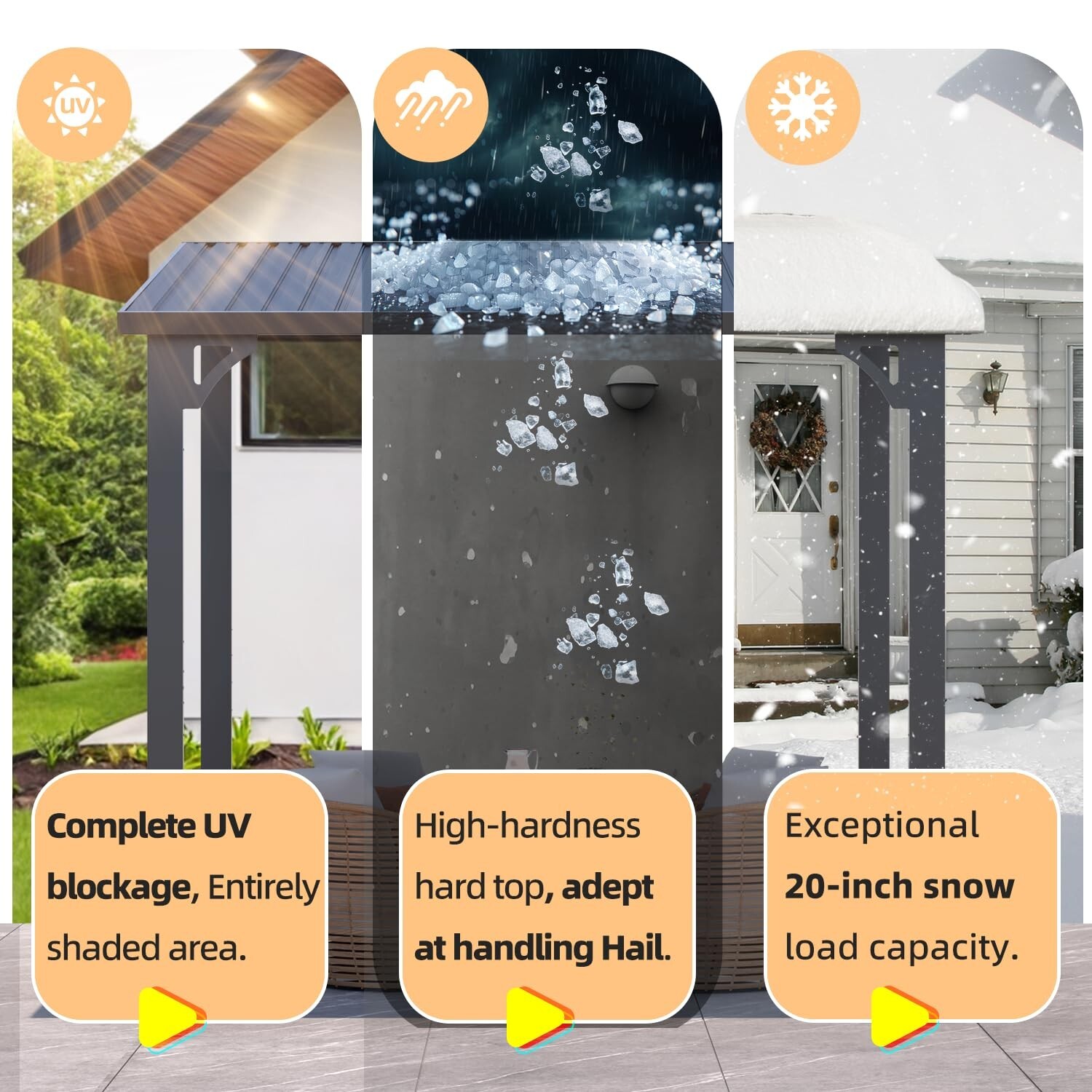 Hardtop Gazebo Outdoor Pergola Lean to Metal Pergola Galvanized Steel Roof Patio