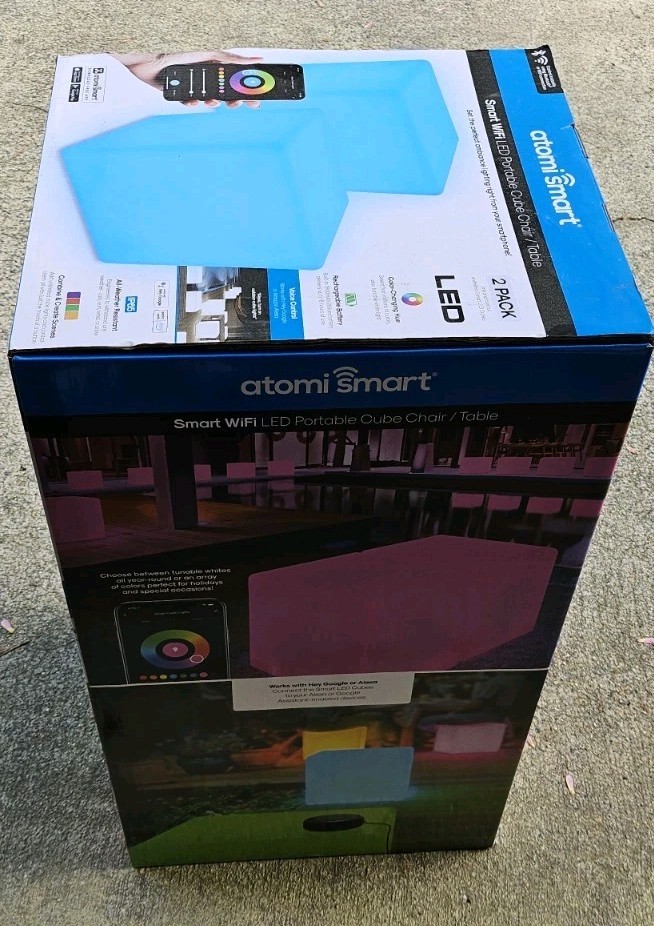 Atomi Smart Portable IP65 Indoor/Outdoor Cube Light Seat (2 Pack) FREE SHIPPING